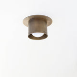 Shallow Brass Cylinder Flush Mount Ceiling Light