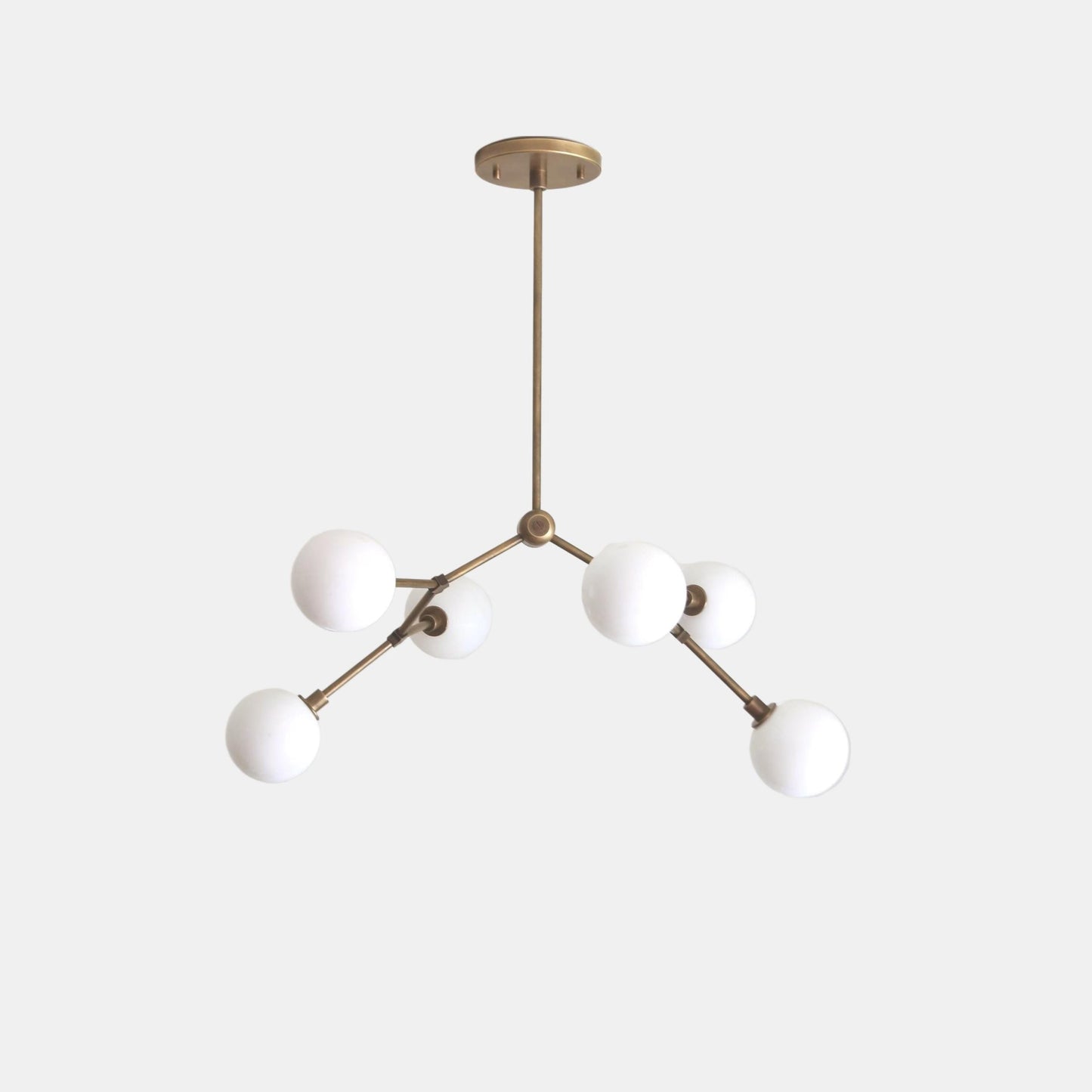 Six-Light Branching Chandelier with Opal Glass Globes