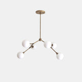 Six-Light Branching Chandelier with Opal Glass Globes