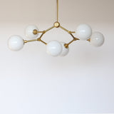 Six-Light Branching Chandelier with Opal Glass Globes