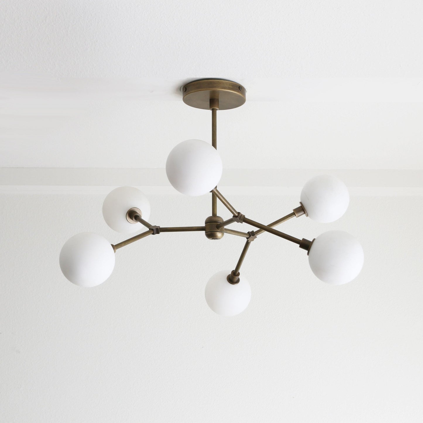 Six-Light Brass Branch Chandelier