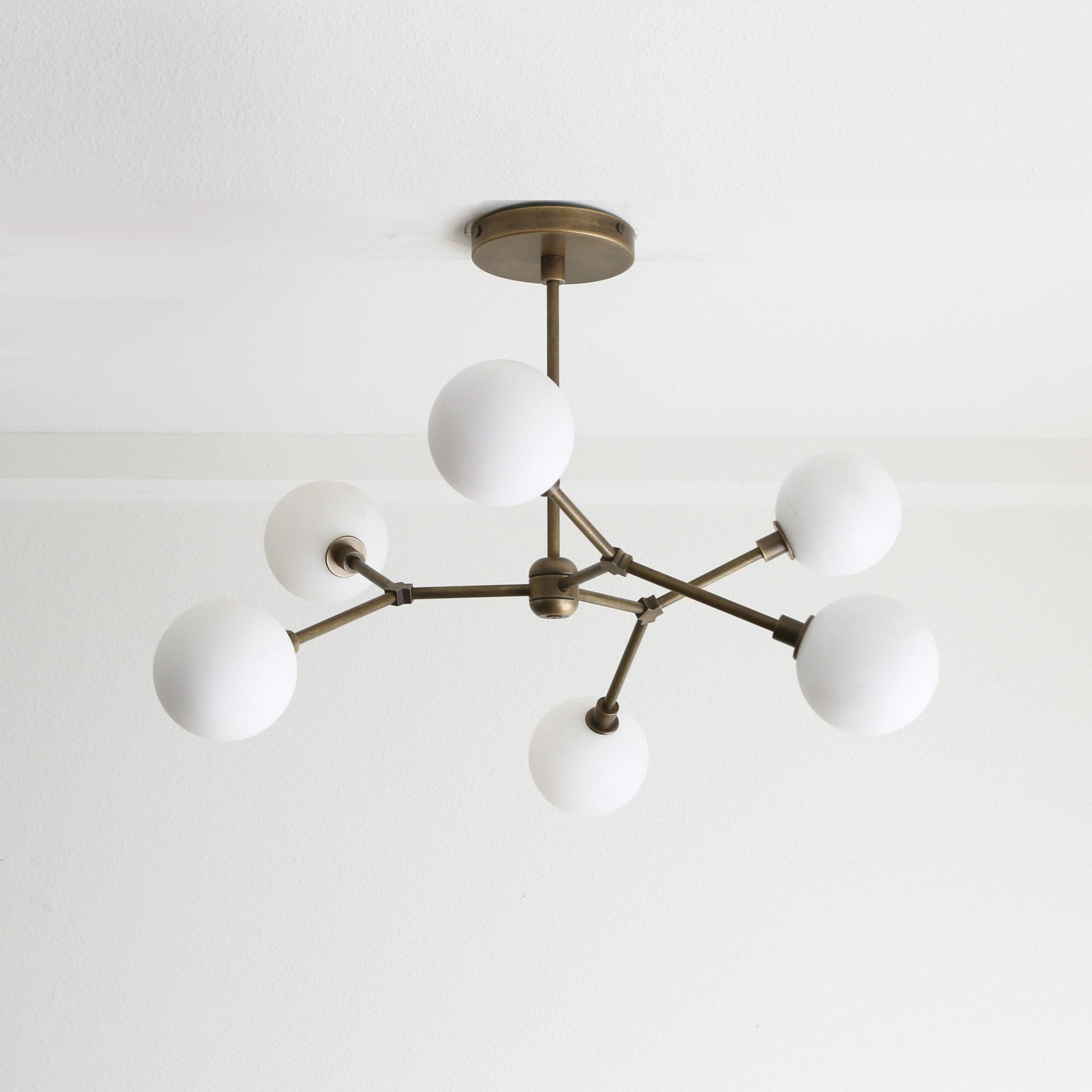 Six-Light Brass Branch Chandelier