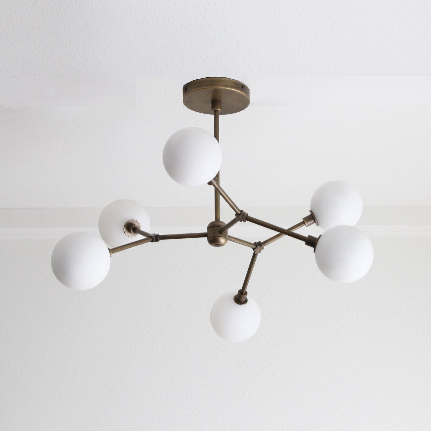 Six-Light Brass Branch Chandelier