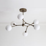 Six-Light Brass Branch Chandelier