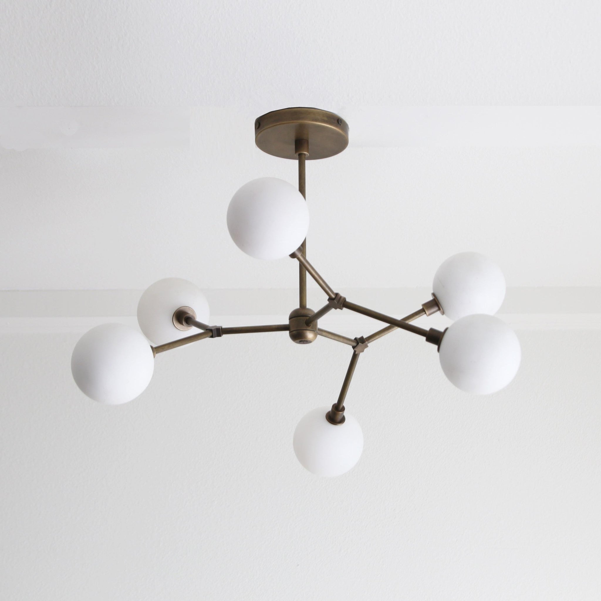 Six-Light Brass Branch Chandelier
