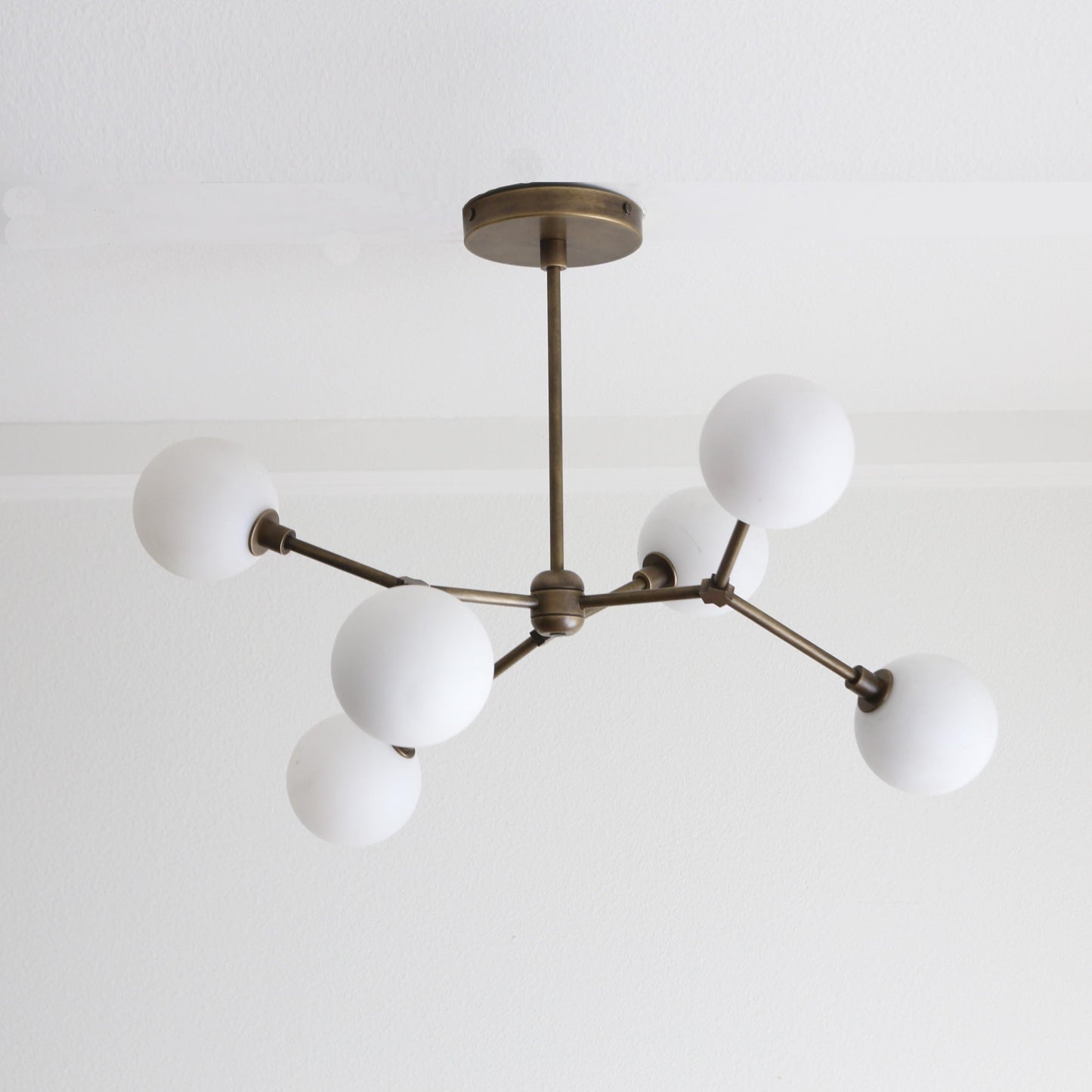 Six-Light Brass Branch Chandelier