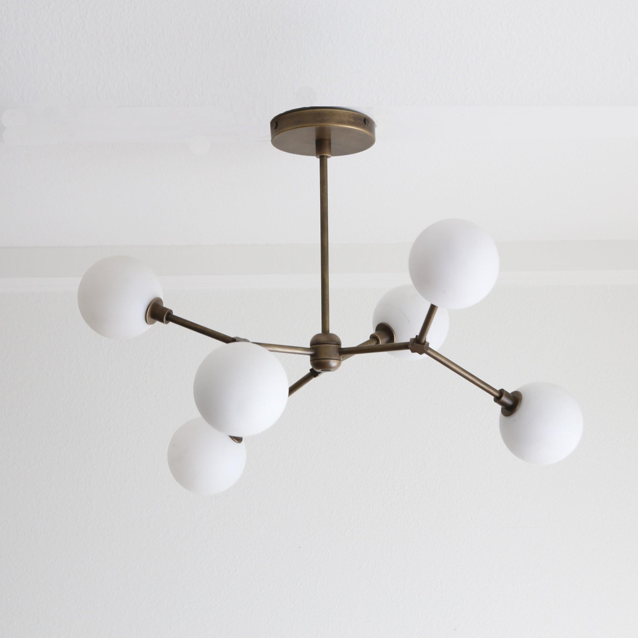 Six-Light Brass Branch Chandelier