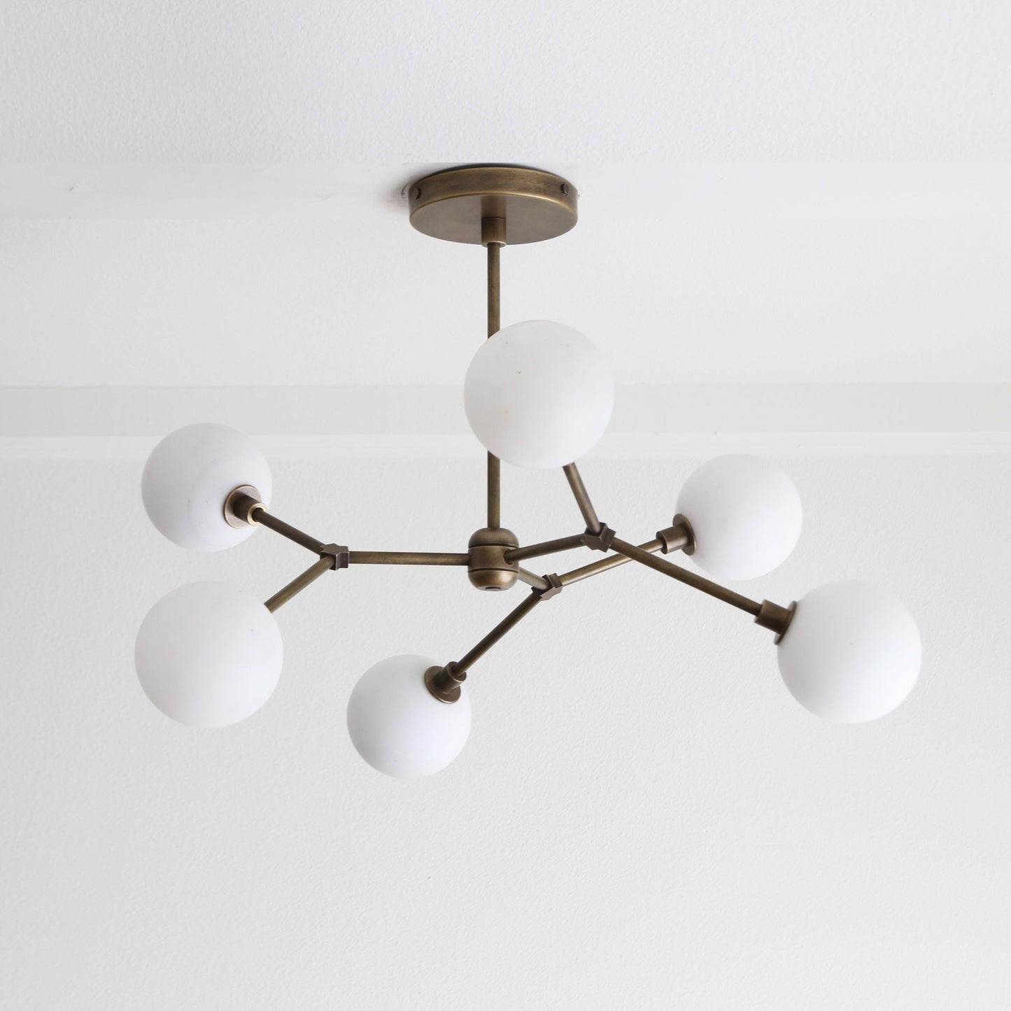 Six-Light Brass Branch Chandelier