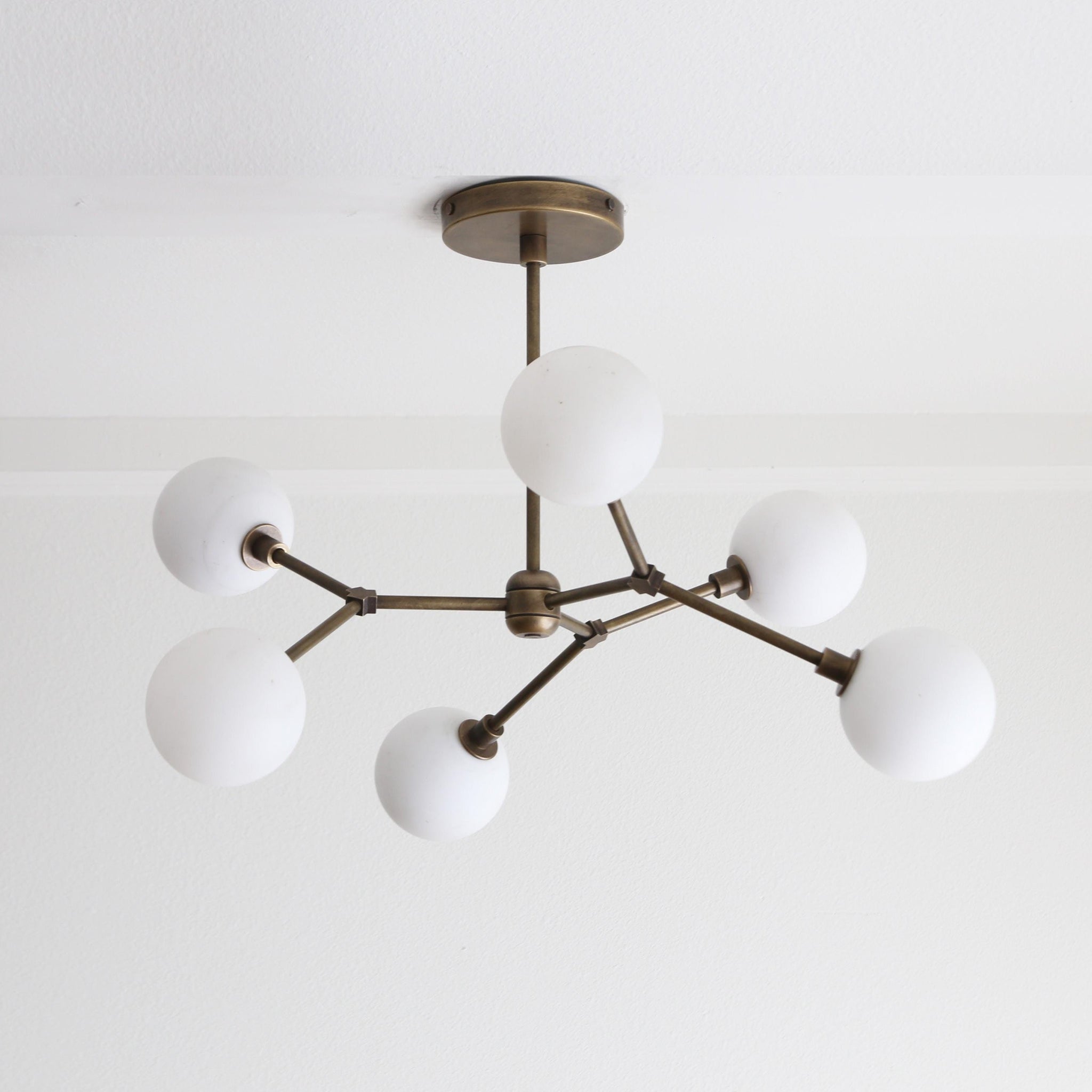 Six-Light Brass Branch Chandelier
