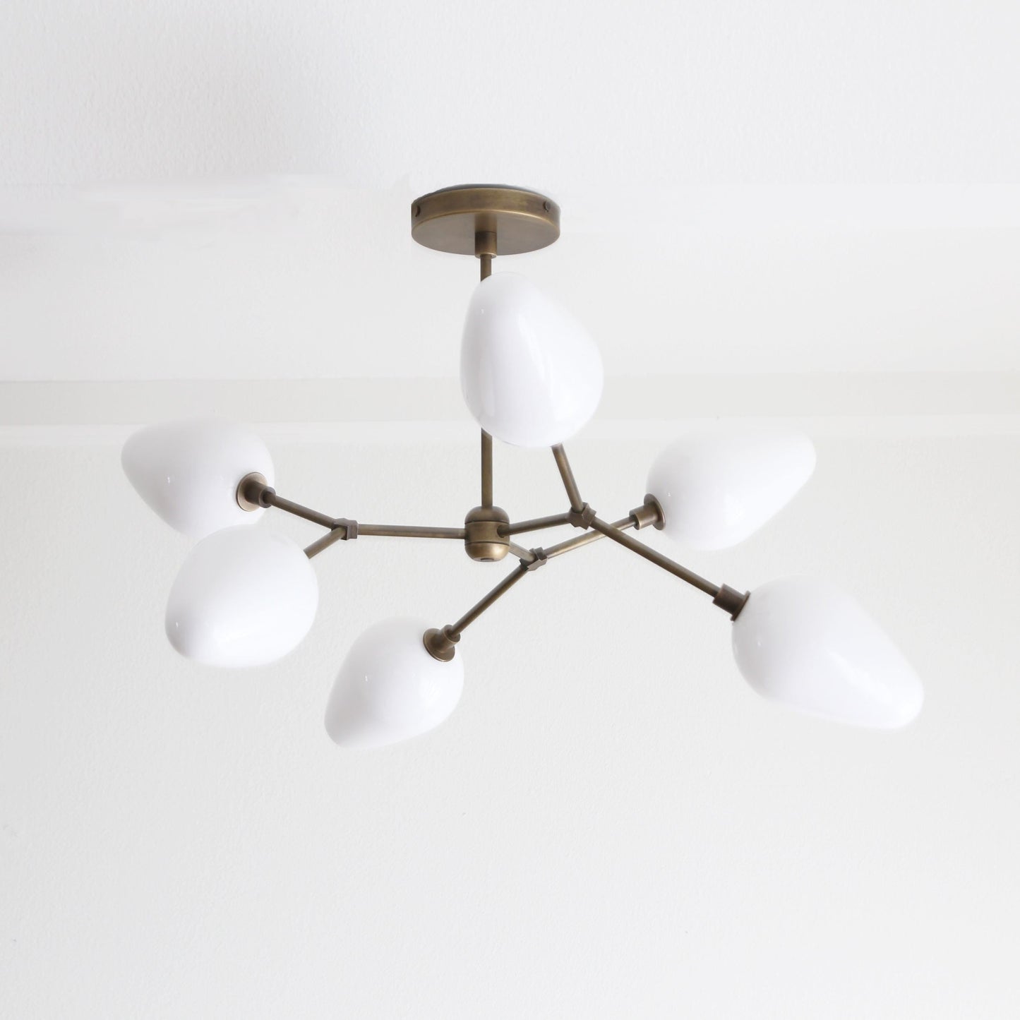 Six-Light Brass Branch Chandelier