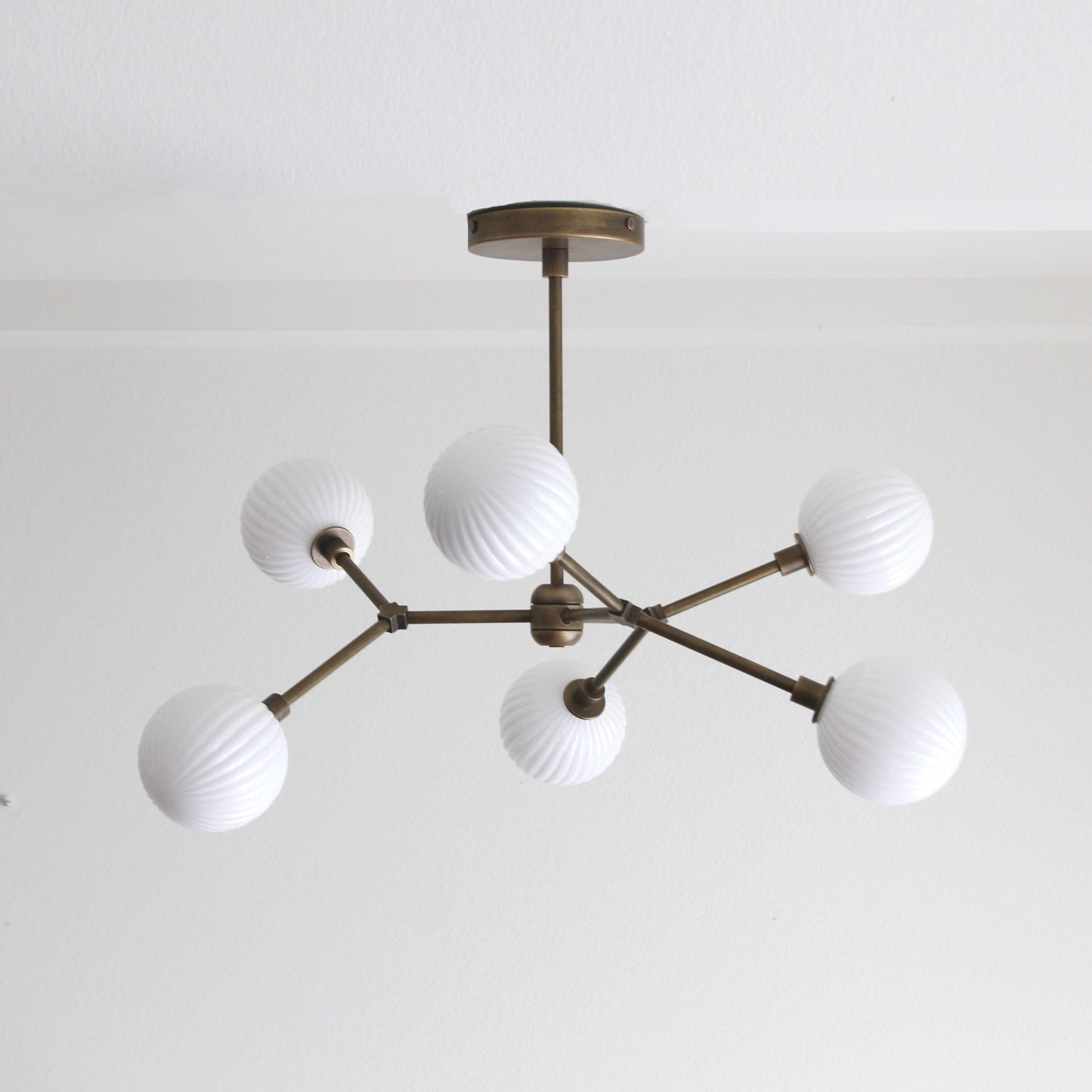 Six-Light Brass Branch Chandelier