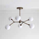 Six-Light Brass Branch Chandelier
