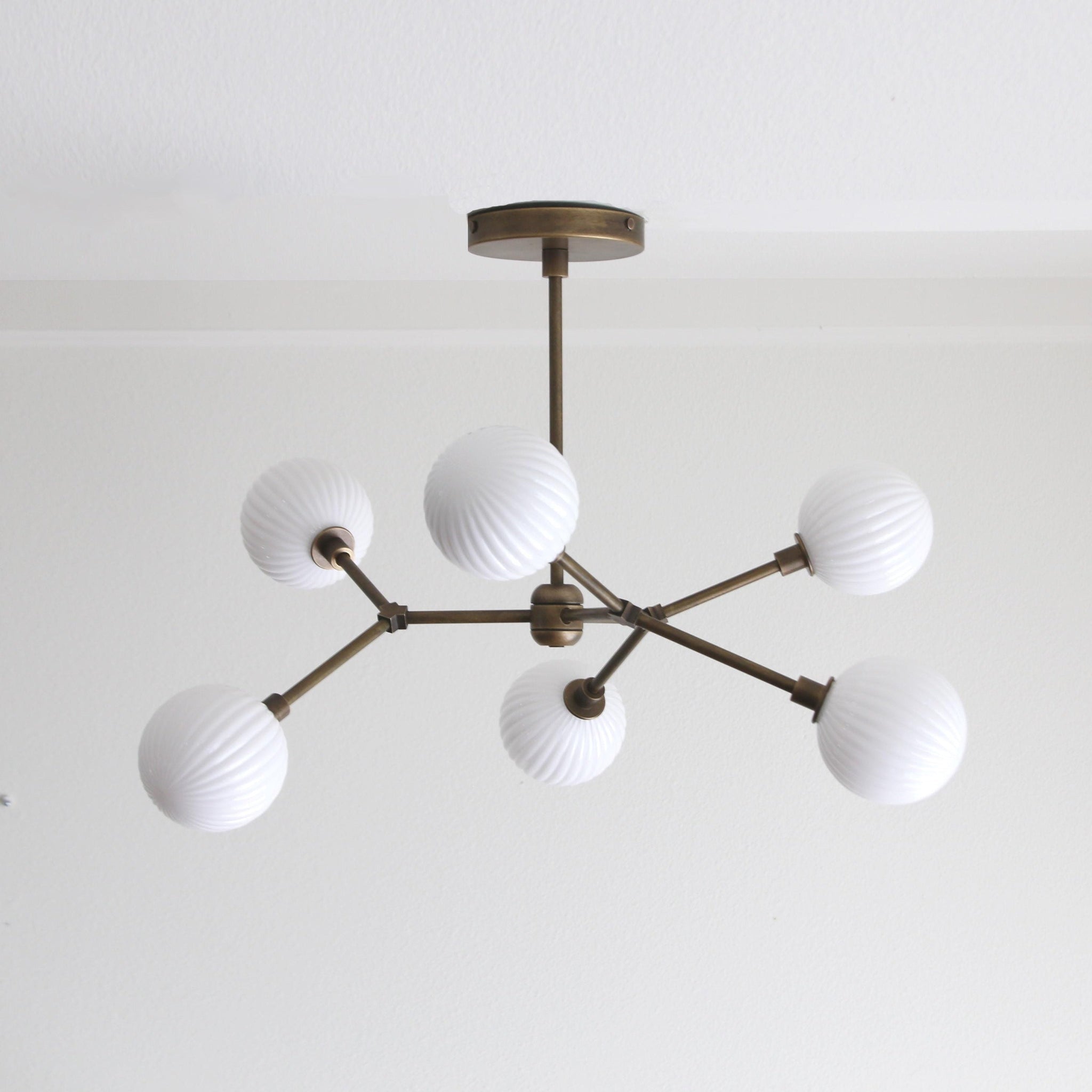 Six-Light Brass Branch Chandelier