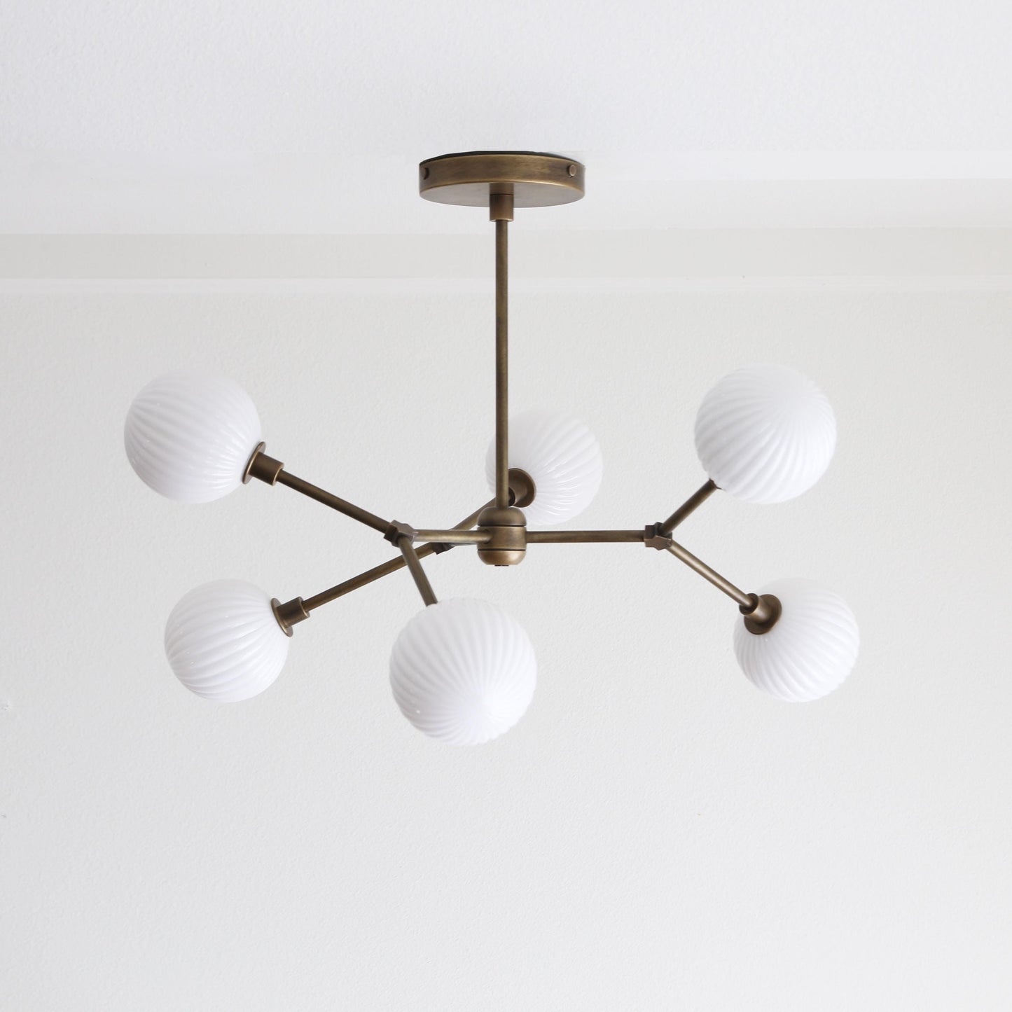 Six-Light Brass Branch Chandelier