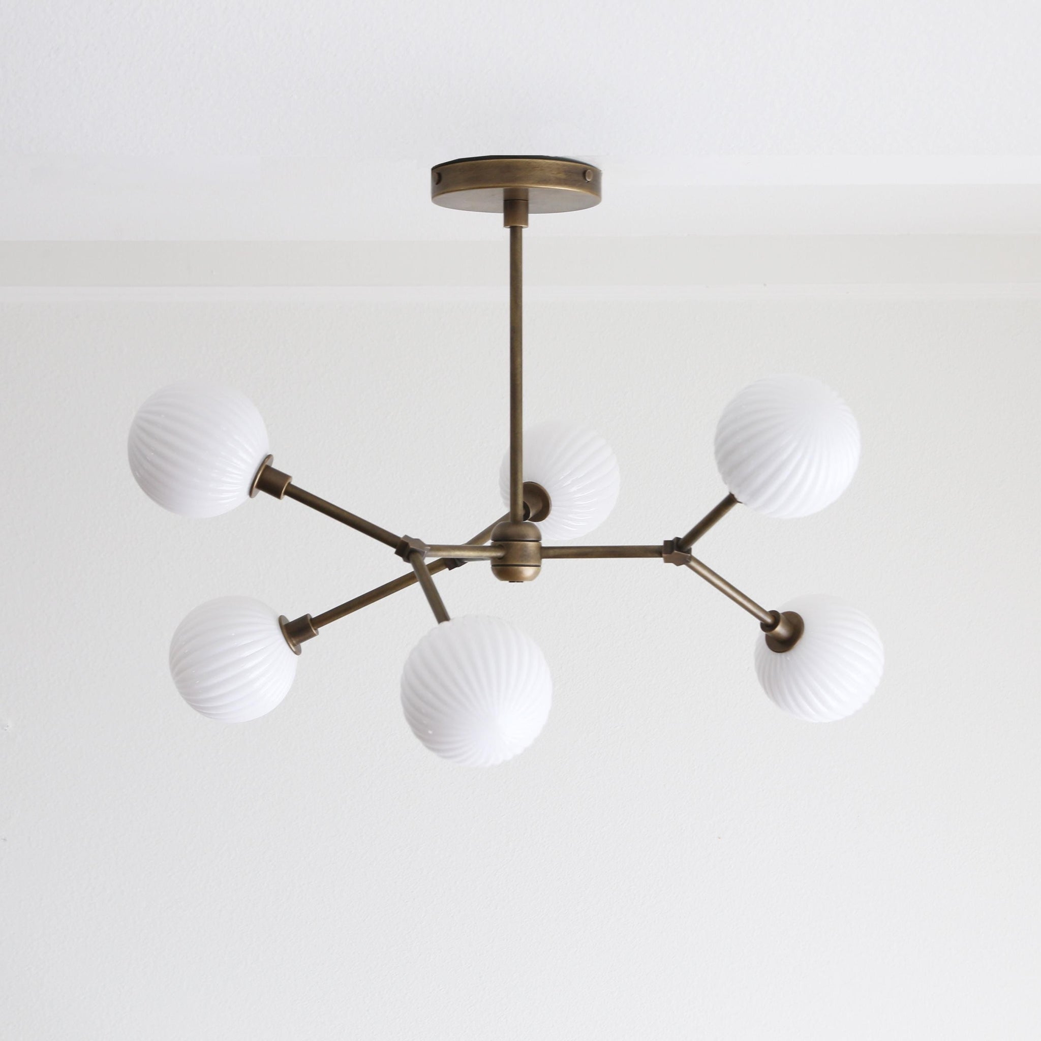 Six-Light Brass Branch Chandelier
