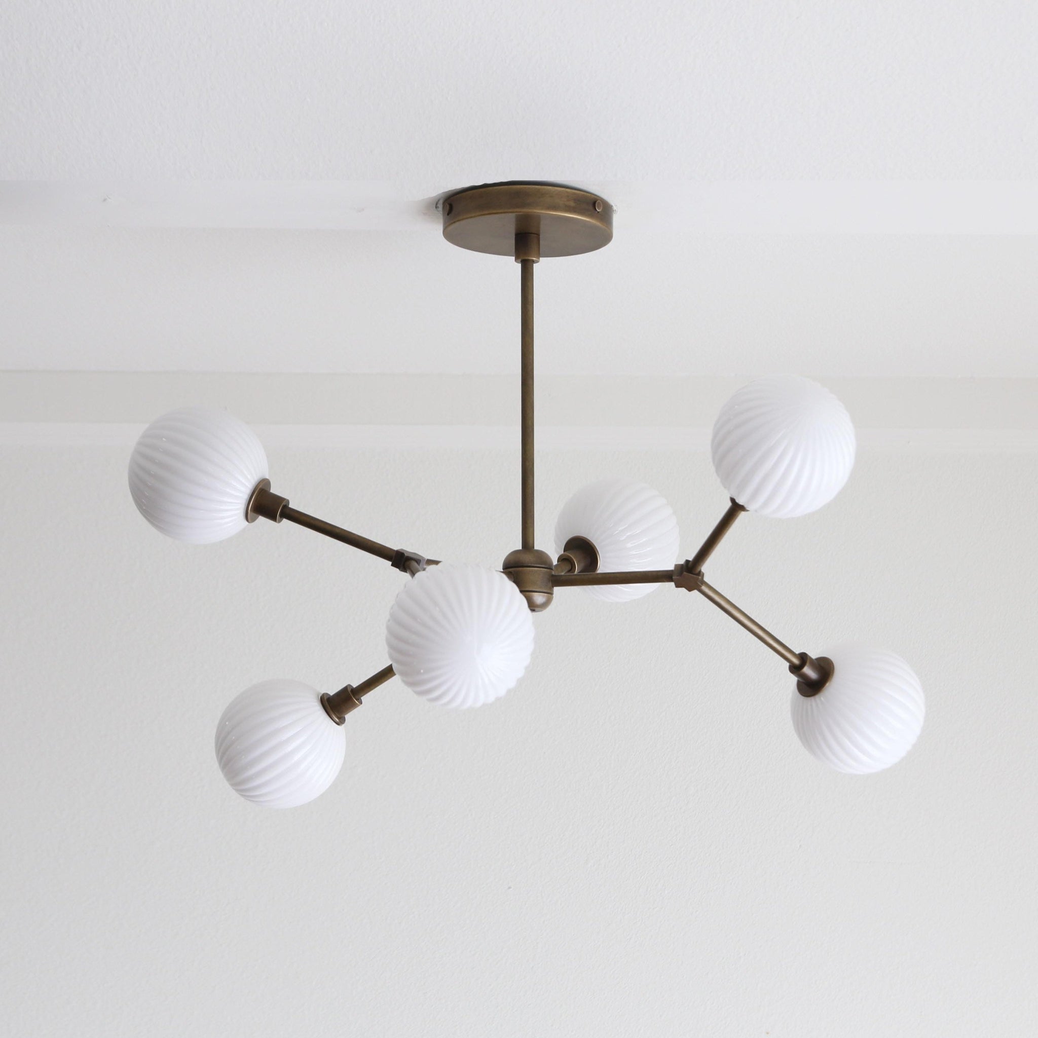 Six-Light Brass Branch Chandelier