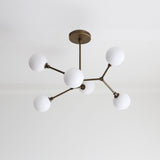 Six-Light Brass Branch Chandelier