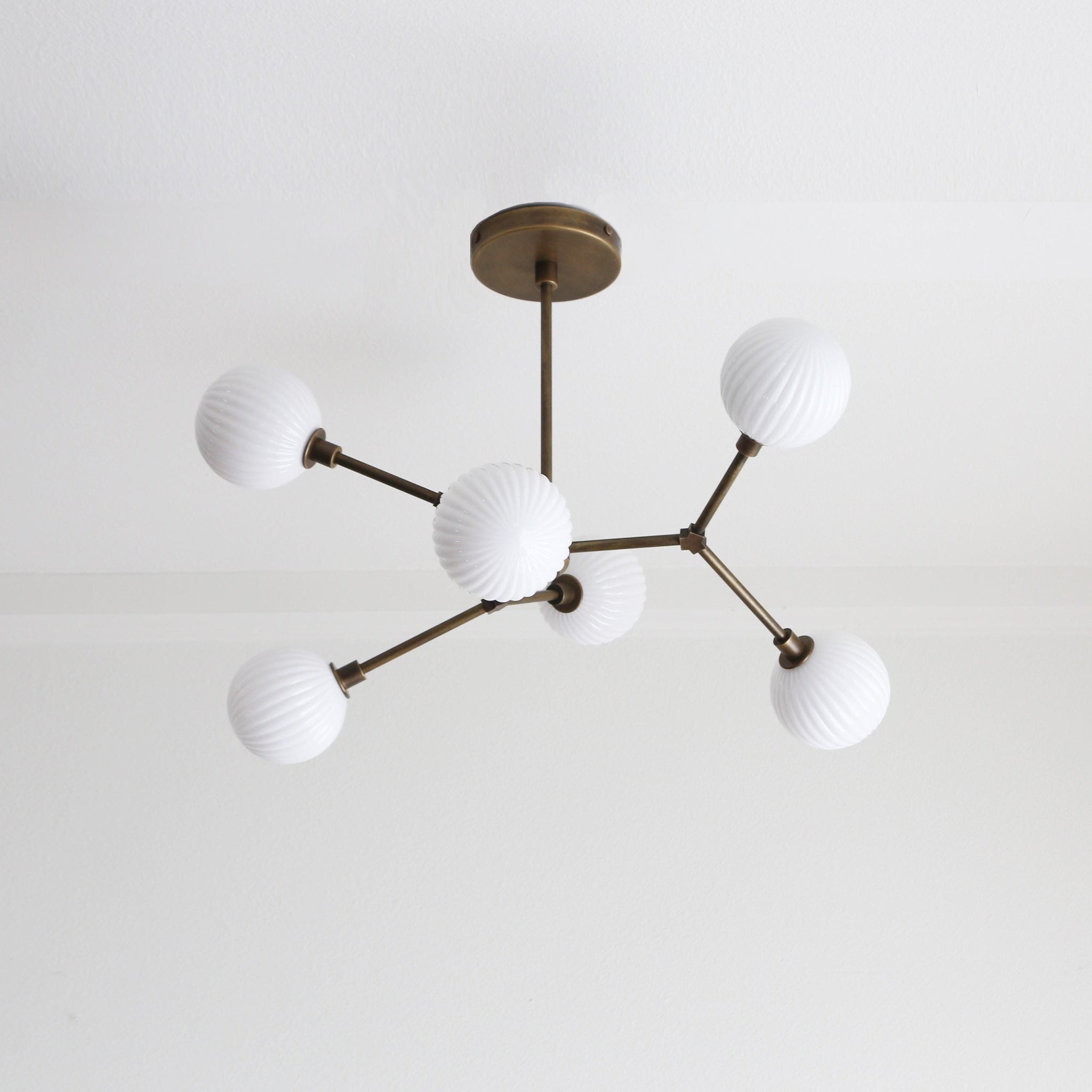 Six-Light Brass Branch Chandelier