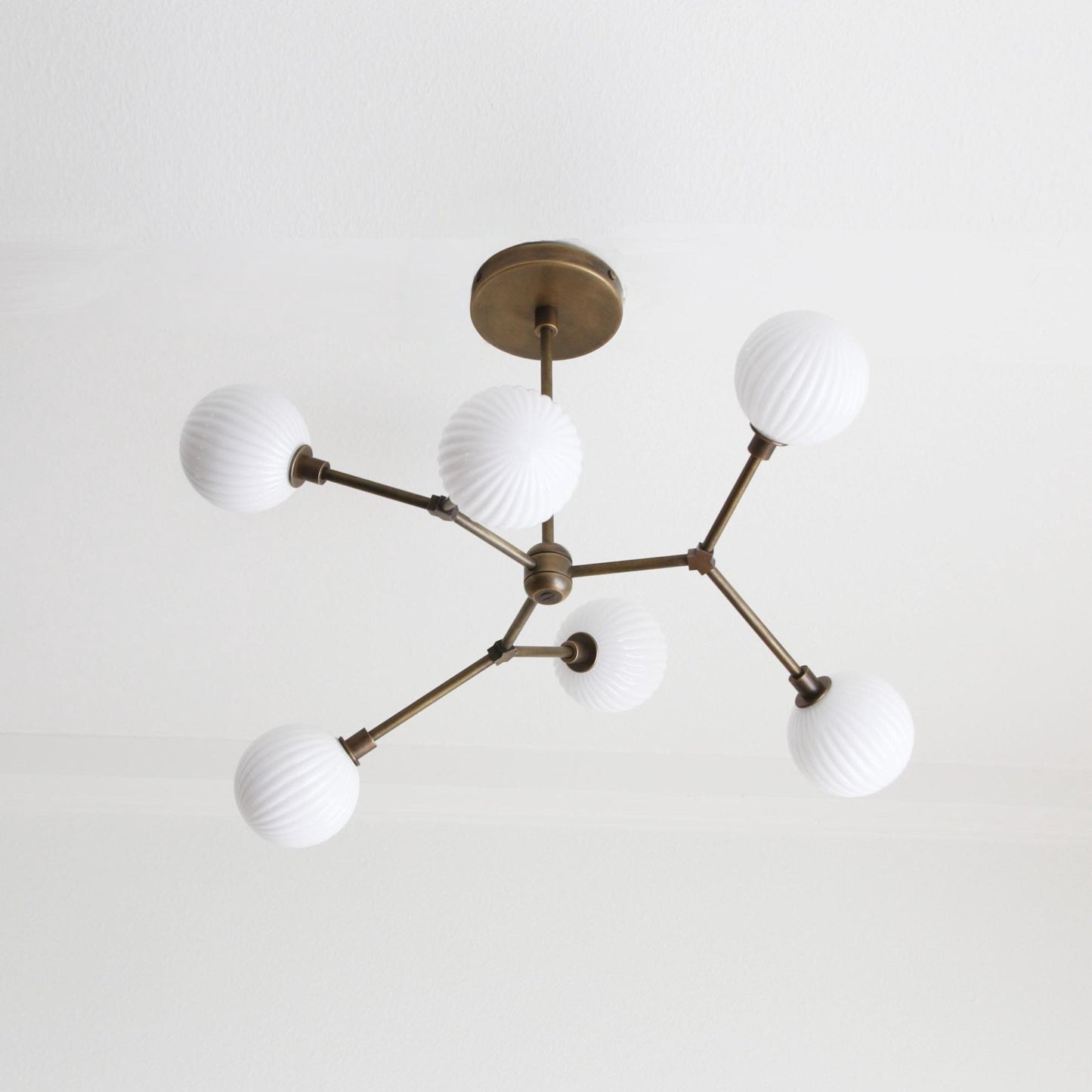 Six-Light Brass Branch Chandelier