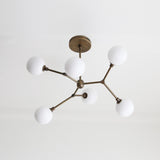 Six-Light Brass Branch Chandelier