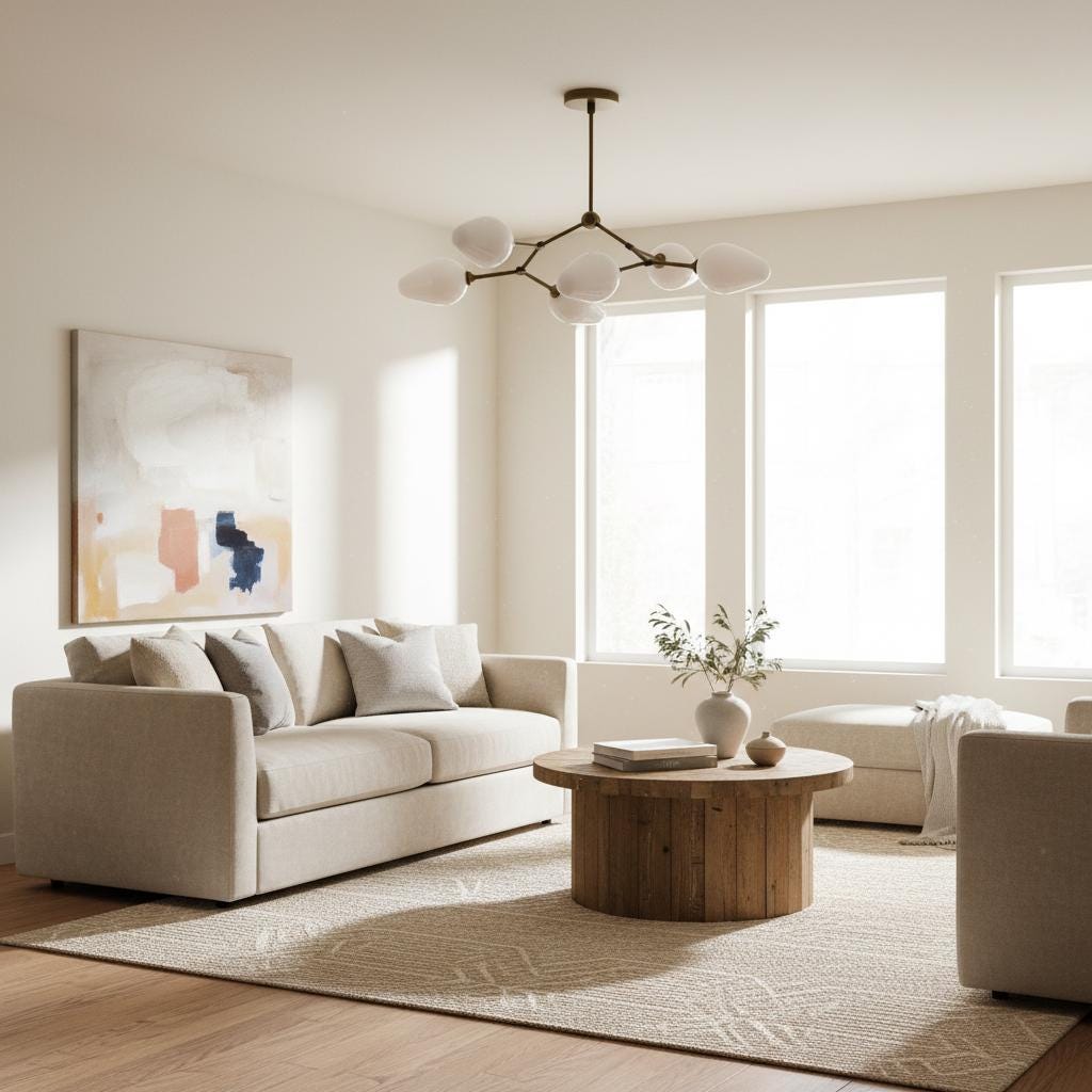 Six-Light Brass Branch Chandelier with Opal Teardrop Shades