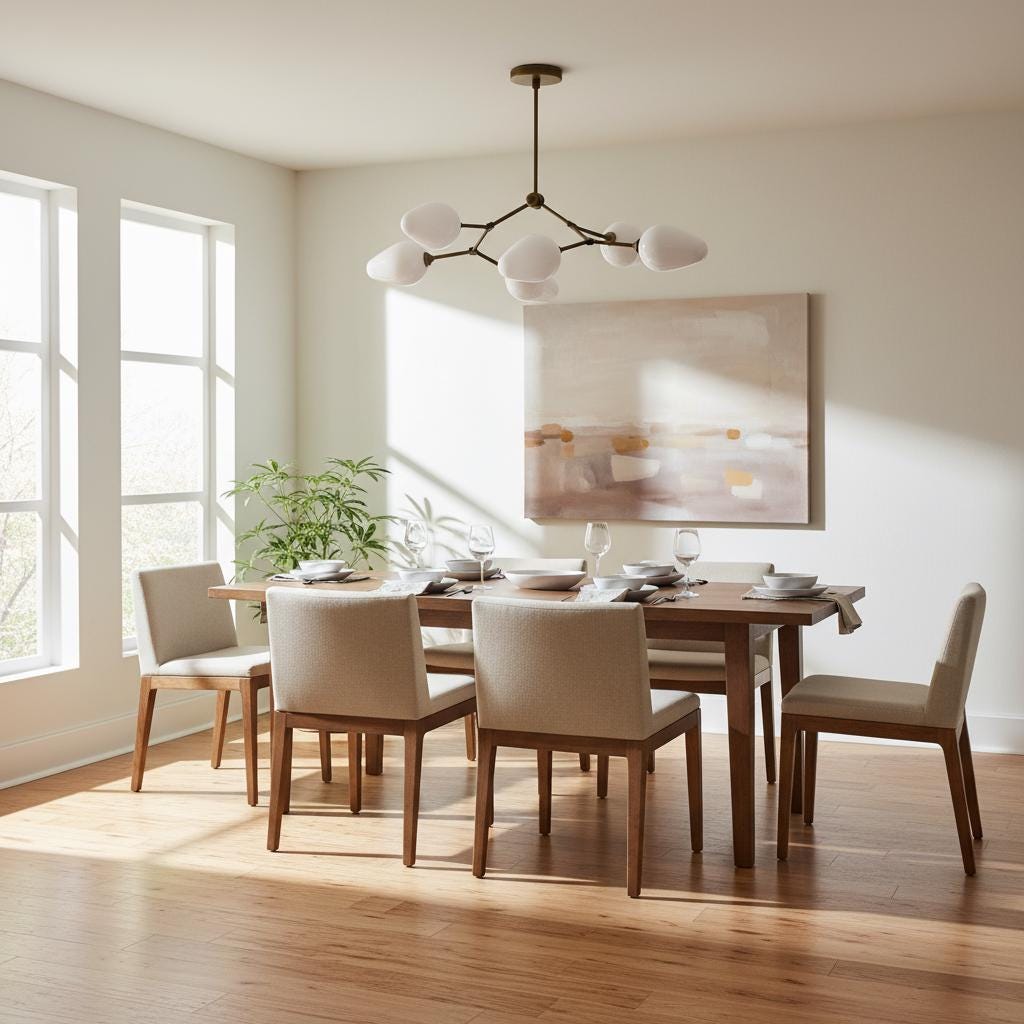 Six-Light Brass Branch Chandelier with Opal Teardrop Shades