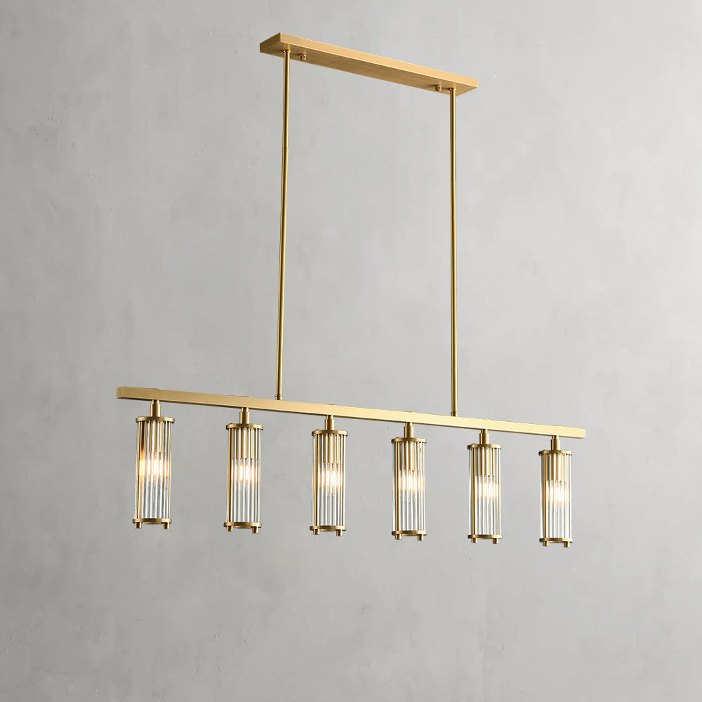 Solid Brass & Crystal Linear Chandelier