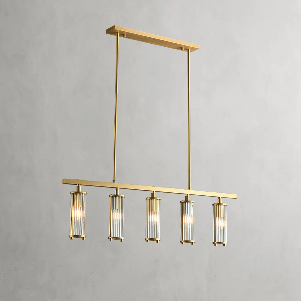 Solid Brass & Crystal Linear Chandelier