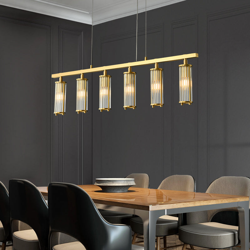 Solid Brass & Crystal Linear Chandelier