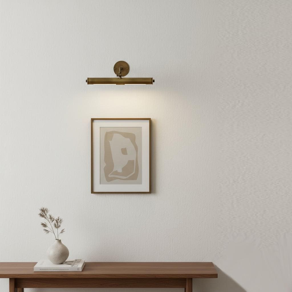 Solid Brass Picture Light with Adjustable Arm