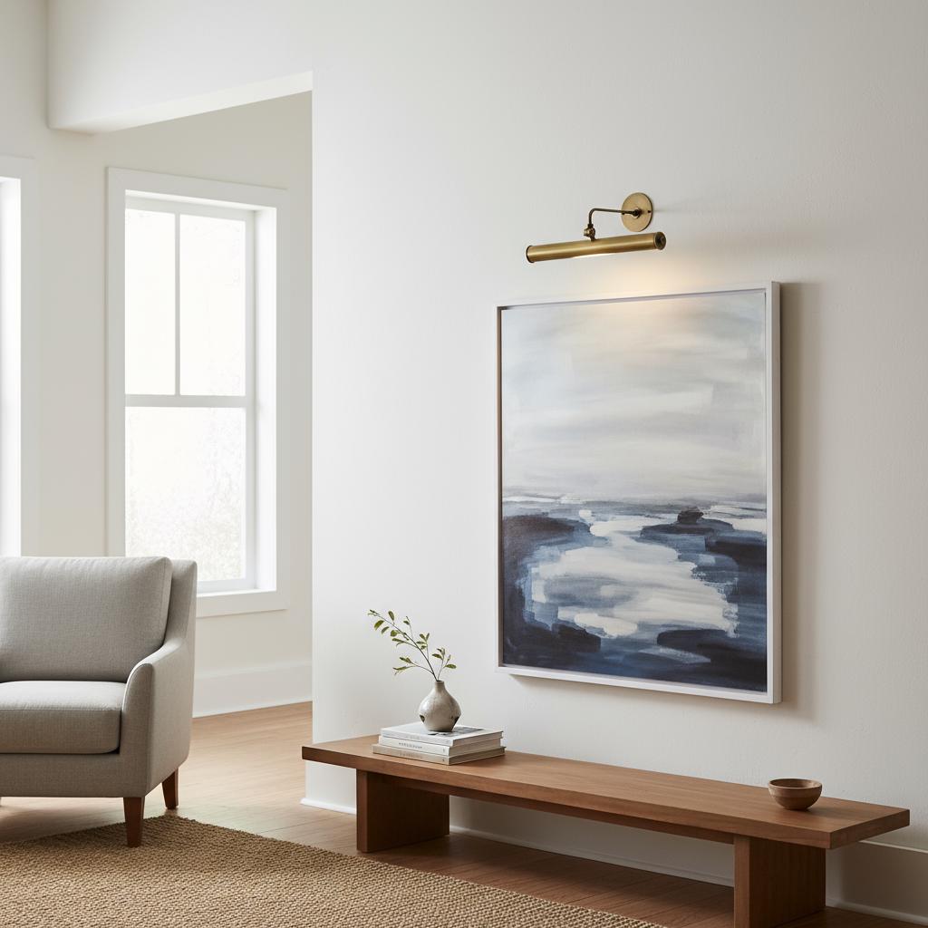 Solid Brass Picture Light with Adjustable Arm