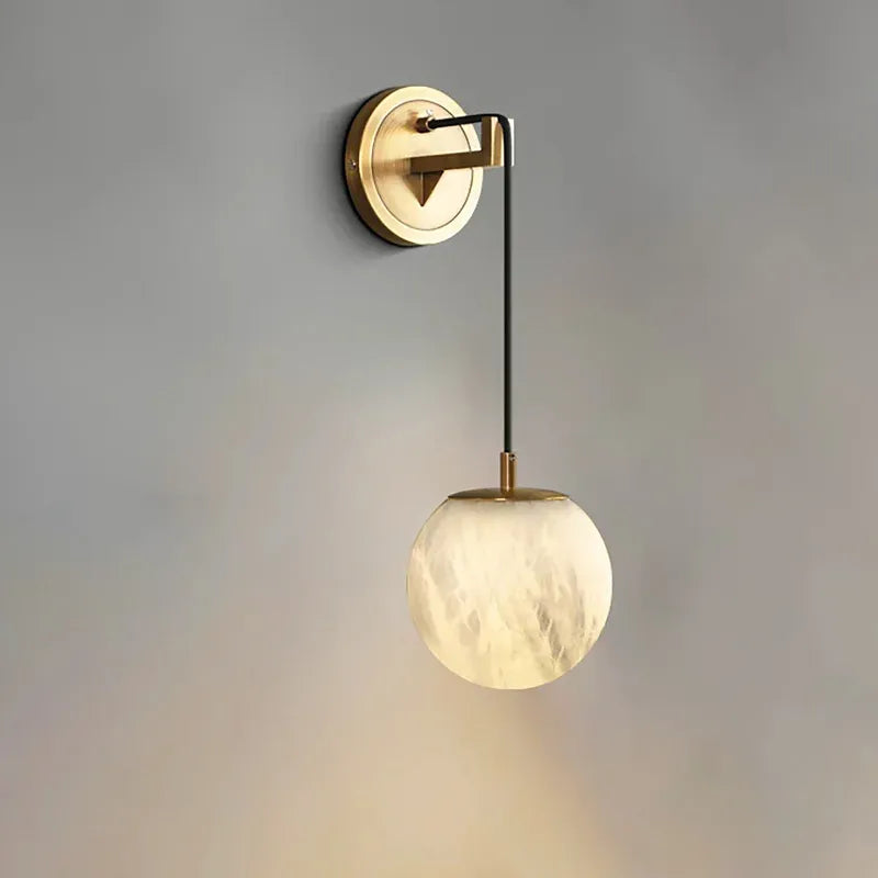 Spherical Alabaster Wall Lamp in Natural Brass | Refined Accent Lighting