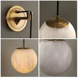 Spherical Alabaster Wall Lamp in Natural Brass | Refined Accent Lighting