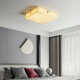 Square Alabaster Ceiling Light – Minimalist Indoor Lighting for Bedroom - View 3