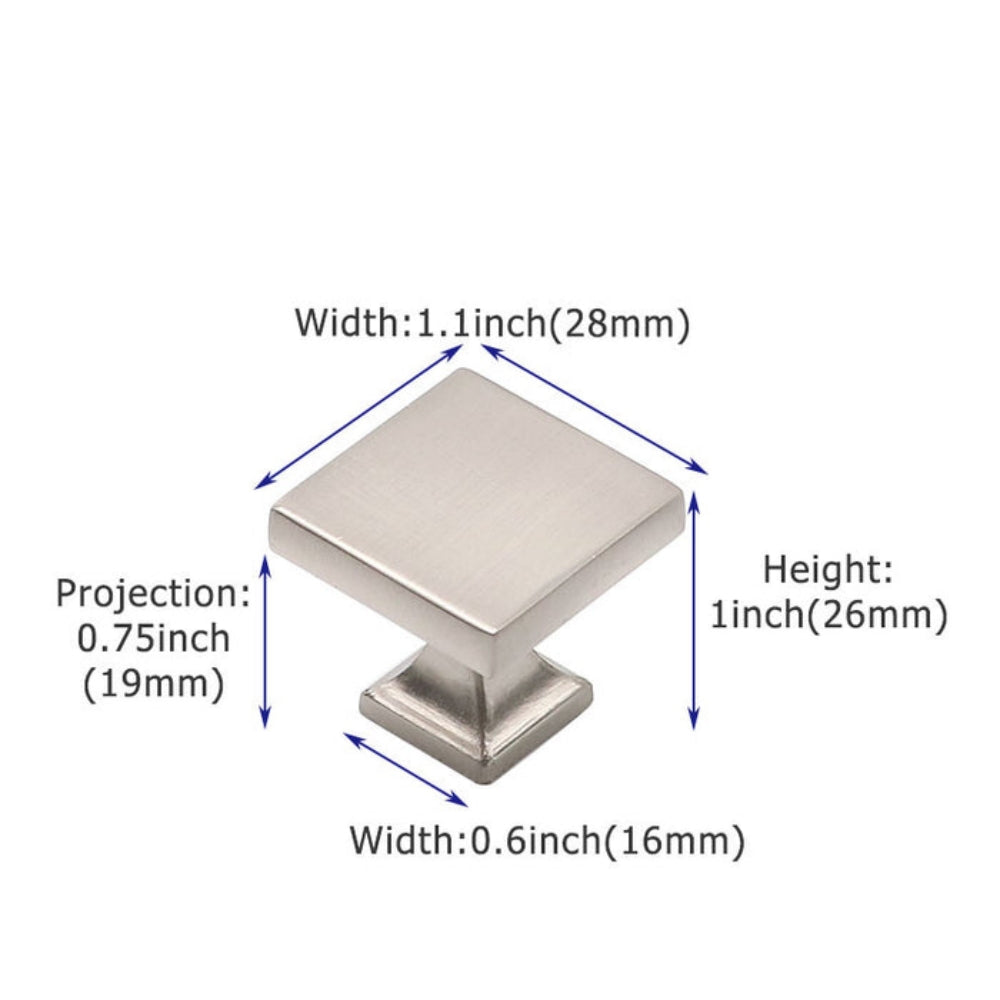 Square Zinc Alloy Kitchen Cabinet Knobs