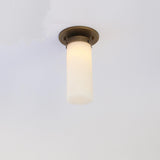 Tall Alabaster Cylinder Flush Mount Ceiling Light
