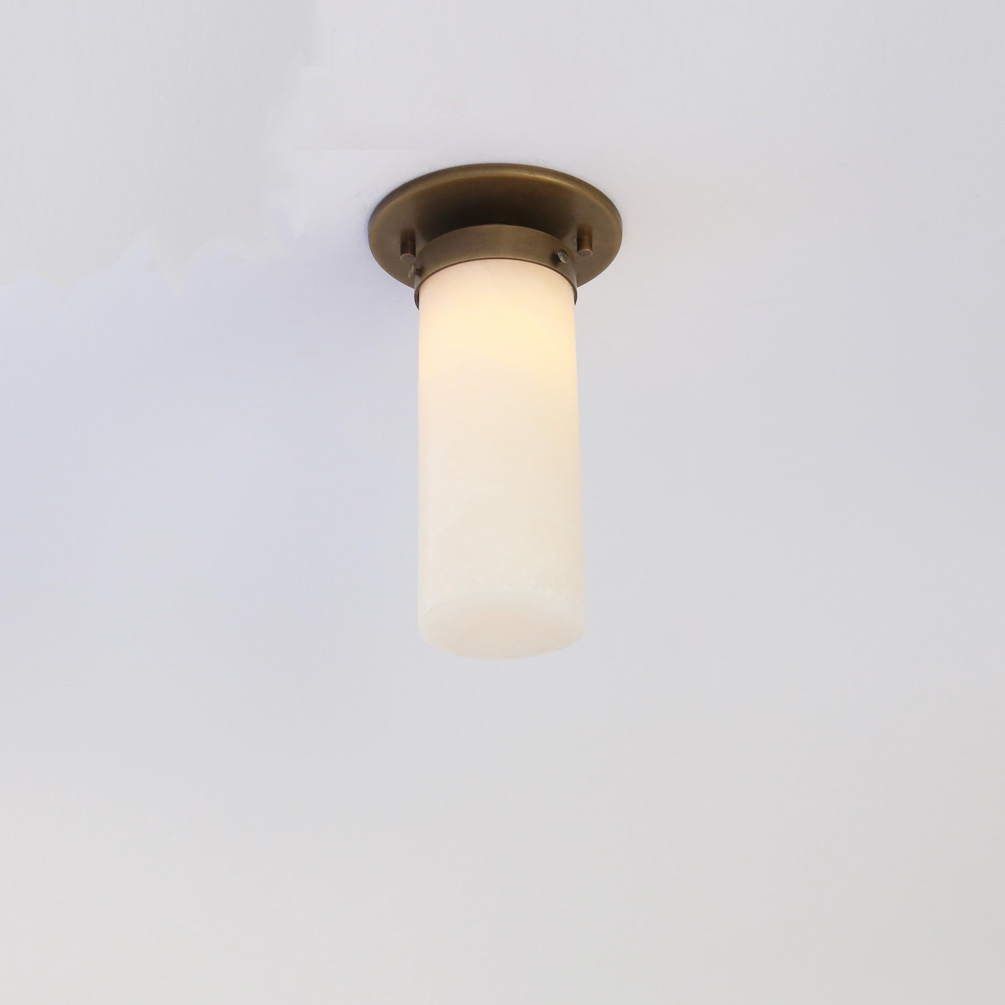 Tall Alabaster Cylinder Flush Mount Ceiling Light