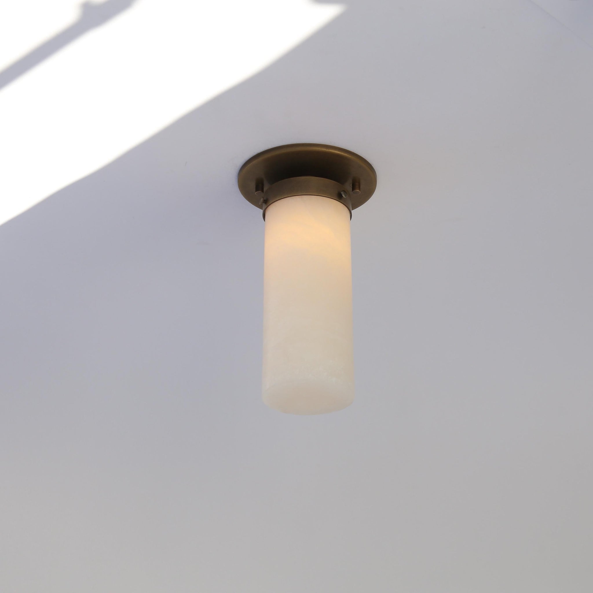 Tall Alabaster Cylinder Flush Mount Ceiling Light