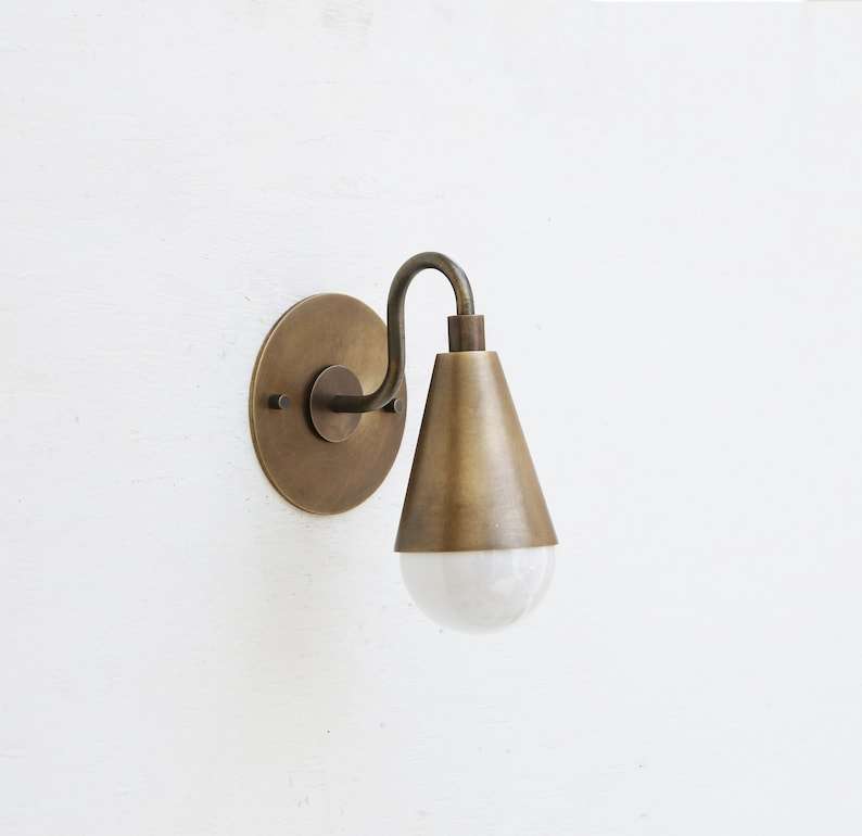 Modern Thin Canopy Brass Wall Sconce - Bathroom Light Fixtures
