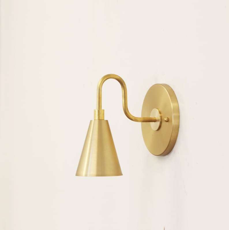 Modern Thin Canopy Brass Wall Sconce - Bathroom Light Fixtures
