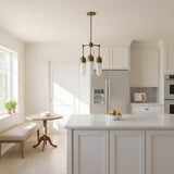 Three-Light Brass Chandelier with Alabaster Capsule Shades