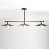 Three-Light Brass Chandelier with Disc Shades