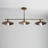 Three-Light Brass Chandelier with Disc Shades