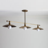 Three-Light Brass Chandelier with Disc Shades