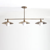 Three-Light Brass Chandelier with Disc Shades