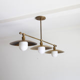 Three-Light Brass Chandelier with Disc Shades