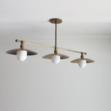 Three-Light Brass Chandelier with Disc Shades