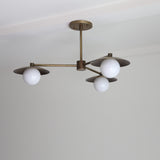 Three-Light Brass Chandelier with Disc Shades