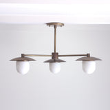 Three-Light Brass Chandelier with Disc Shades