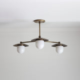 Three-Light Brass Chandelier with Disc Shades